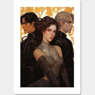 Violet, Xaden, and Dain  Fourth Wing book fan art Posters and Art